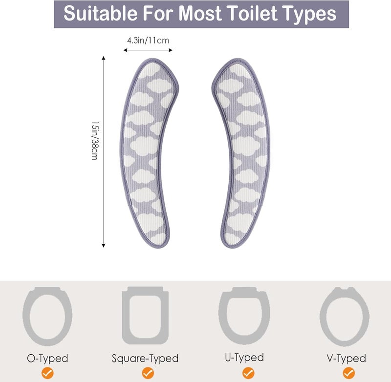 Iensen Thick and Warm Toilet Seat Cover – Washable, Reusable Cushion with TPR Adhesive & Cloud Pattern for Extra Comfort & Insulation (Blue) - Image 2